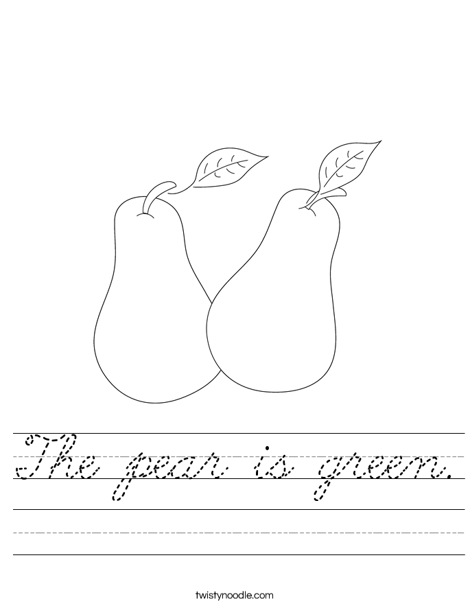 The pear is green. Worksheet