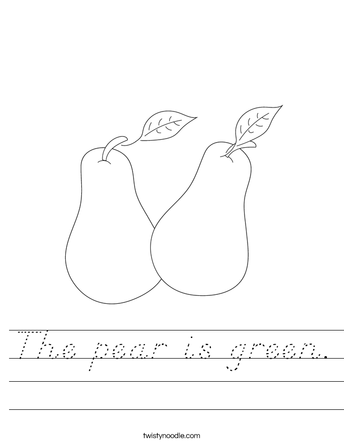 The pear is green. Worksheet