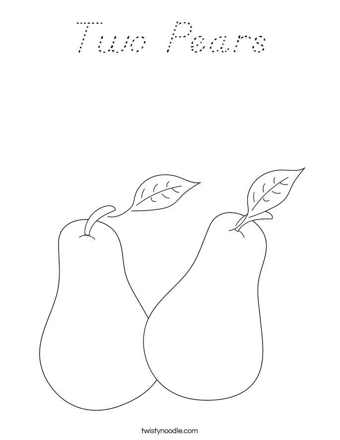 Two Pears Coloring Page - D'Nealian - Twisty Noodle