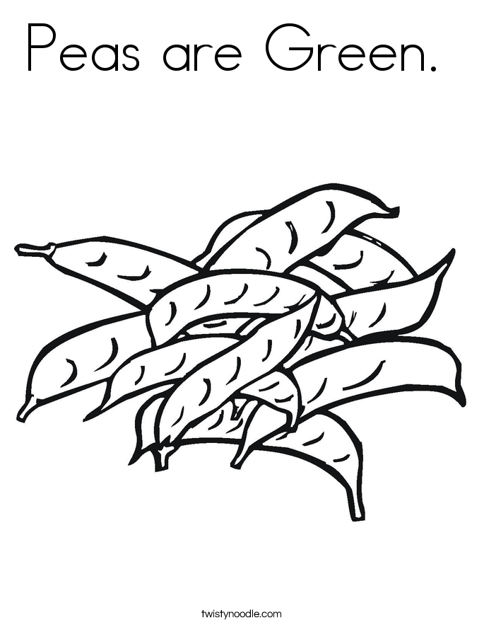 Peas are Green.  Coloring Page