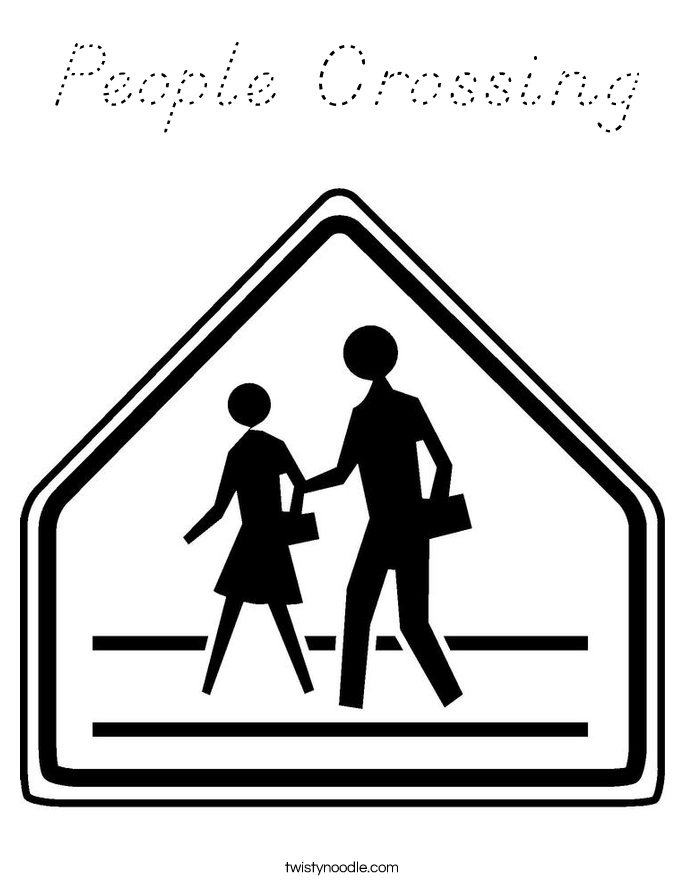 People Crossing Coloring Page