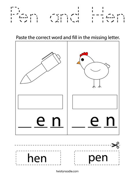 Pen and Hen Coloring Page
