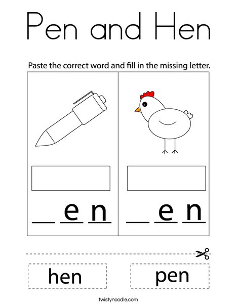 Pen and Hen Coloring Page