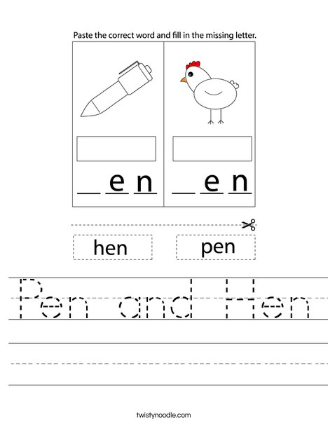 Pen and Hen Worksheet