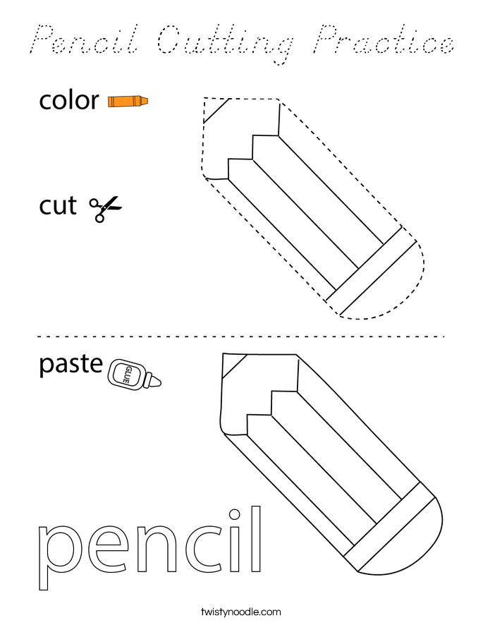 Pencil Cutting Practice Coloring Page