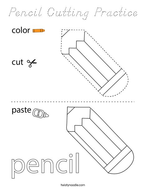 Pencil Cutting Practice Coloring Page