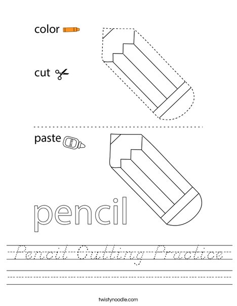 Pencil Cutting Practice Worksheet