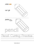 Pencil Cutting Practice Handwriting Sheet