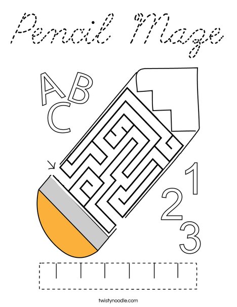Pencil Maze Coloring Page