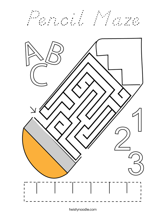 Pencil Maze Coloring Page
