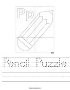 Pencil Puzzle Handwriting Sheet