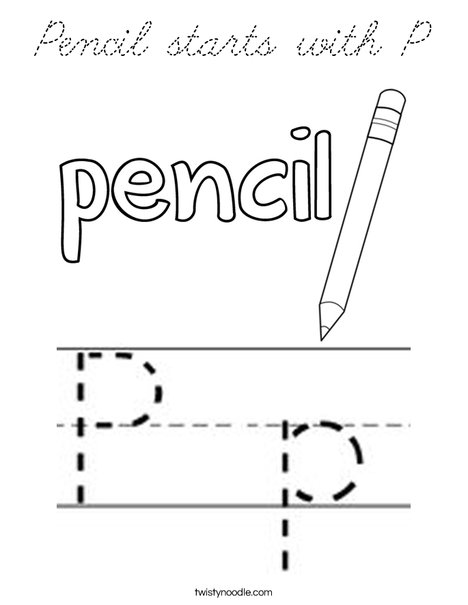Pencil starts with P Coloring Page