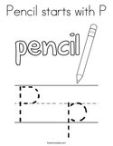Pencil starts with P Coloring Page