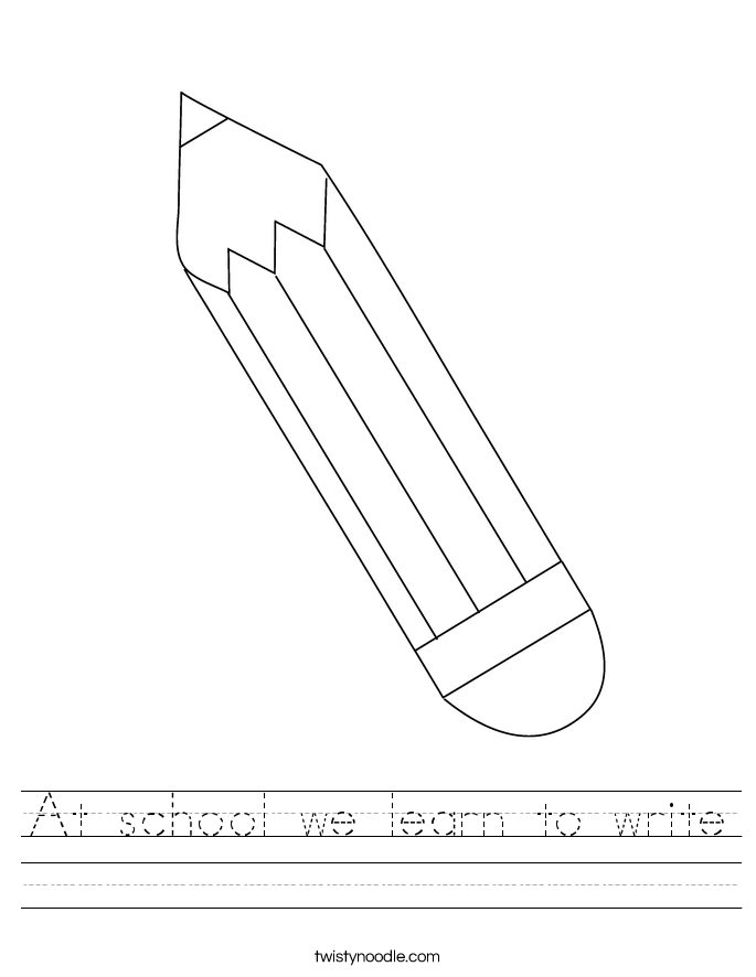 At school we learn to write Worksheet - Twisty Noodle
