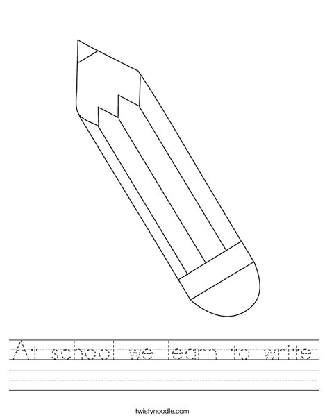At school we learn to write Worksheet - Twisty Noodle