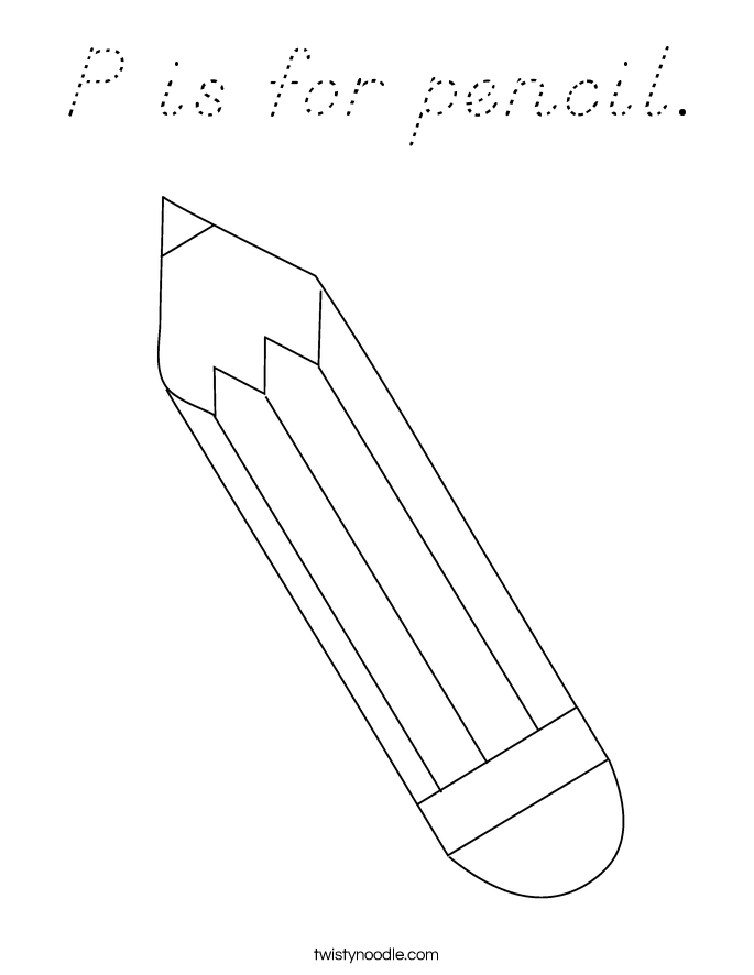 P is for pencil. Coloring Page