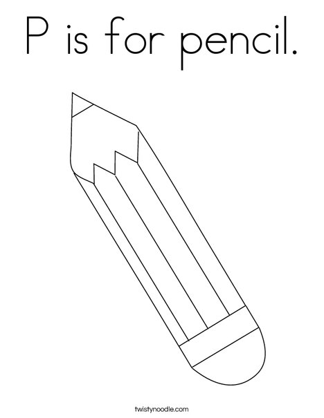 P is for pencil Coloring Page - Twisty Noodle