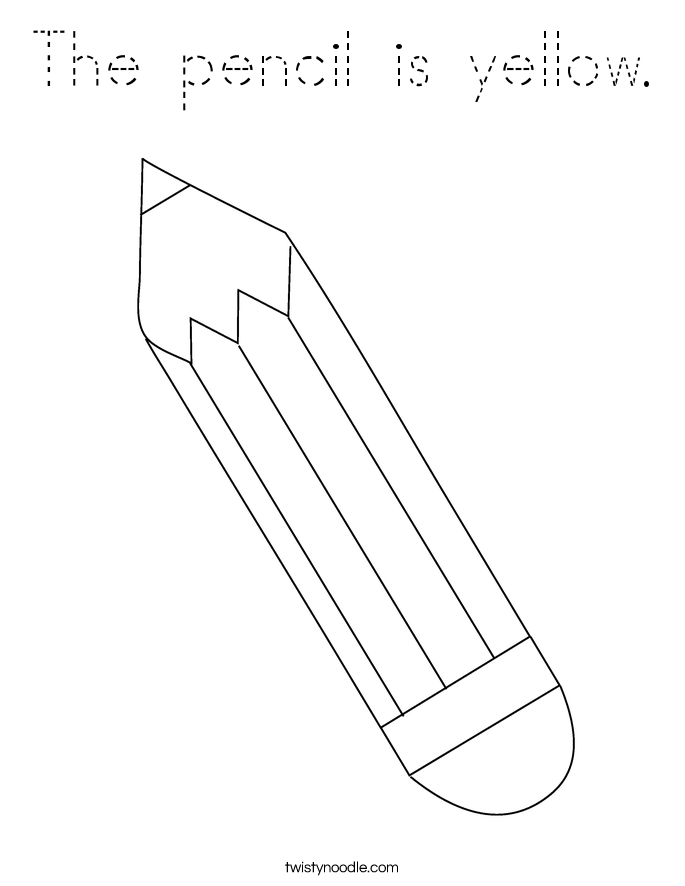 The pencil is yellow. Coloring Page