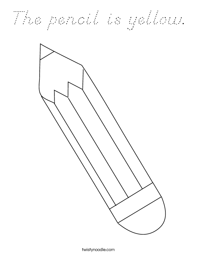 The pencil is yellow. Coloring Page