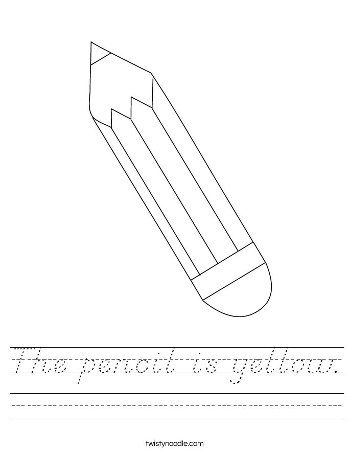 The pencil is yellow. Worksheet