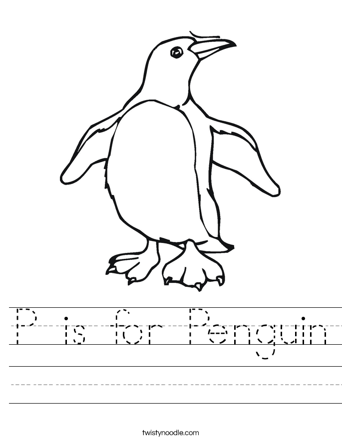 P is for Penguin Worksheet Twisty Noodle