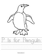 P is for Penguin Handwriting Sheet