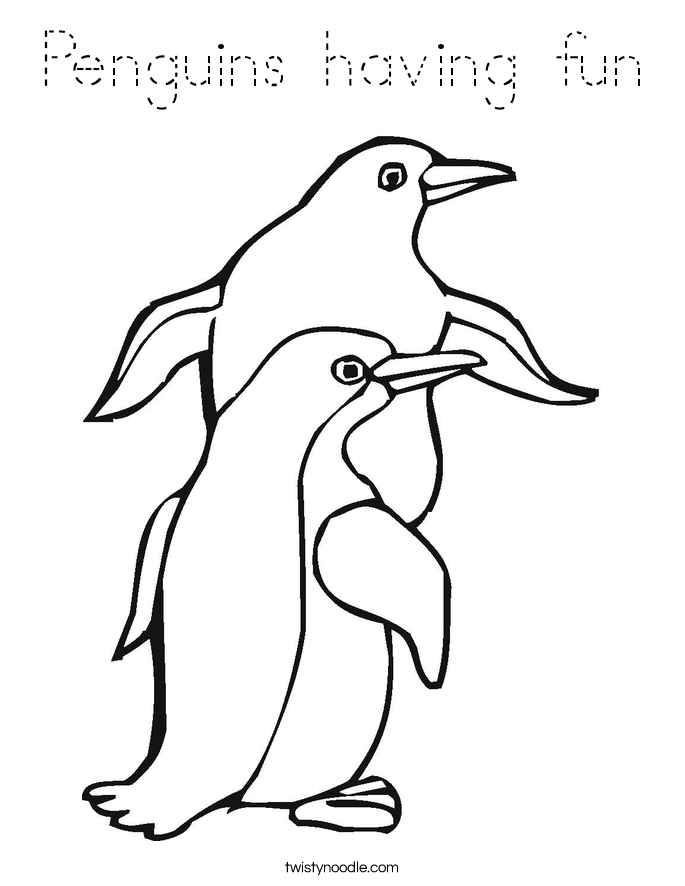 Penguins having fun Coloring Page