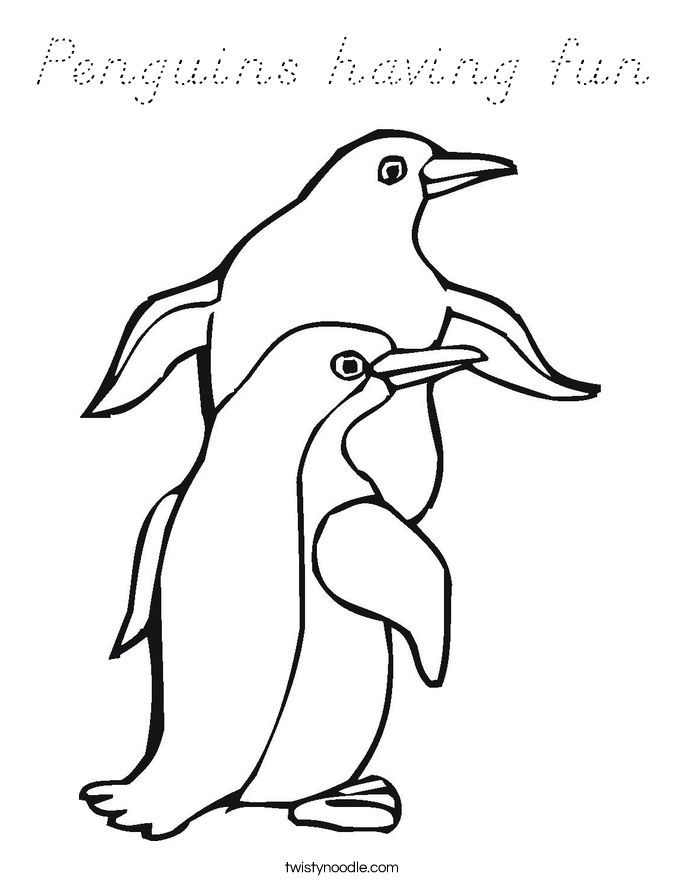 Penguins having fun Coloring Page