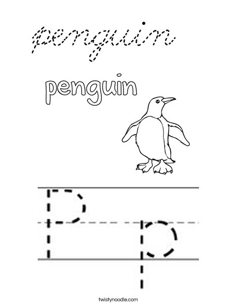 Penguin starts with P Coloring Page