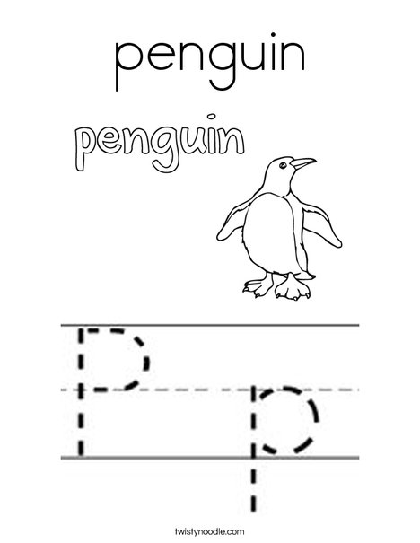 Penguin starts with P Coloring Page