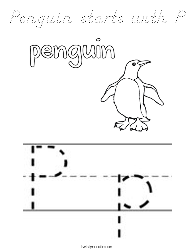 Penguin starts with P Coloring Page