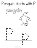 Penguin starts with P Coloring Page