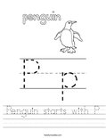 Penguin starts with P Worksheet