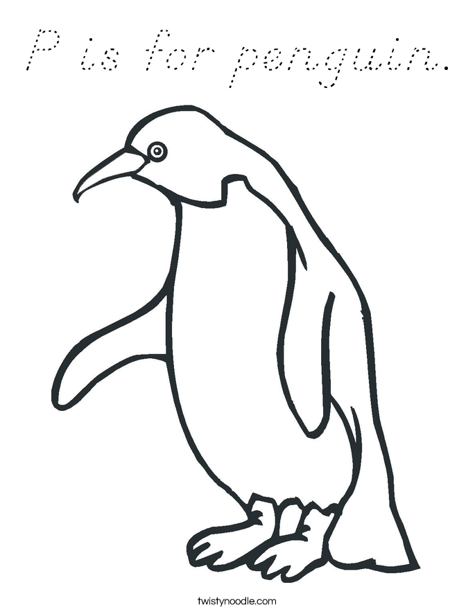 P is for penguin. Coloring Page