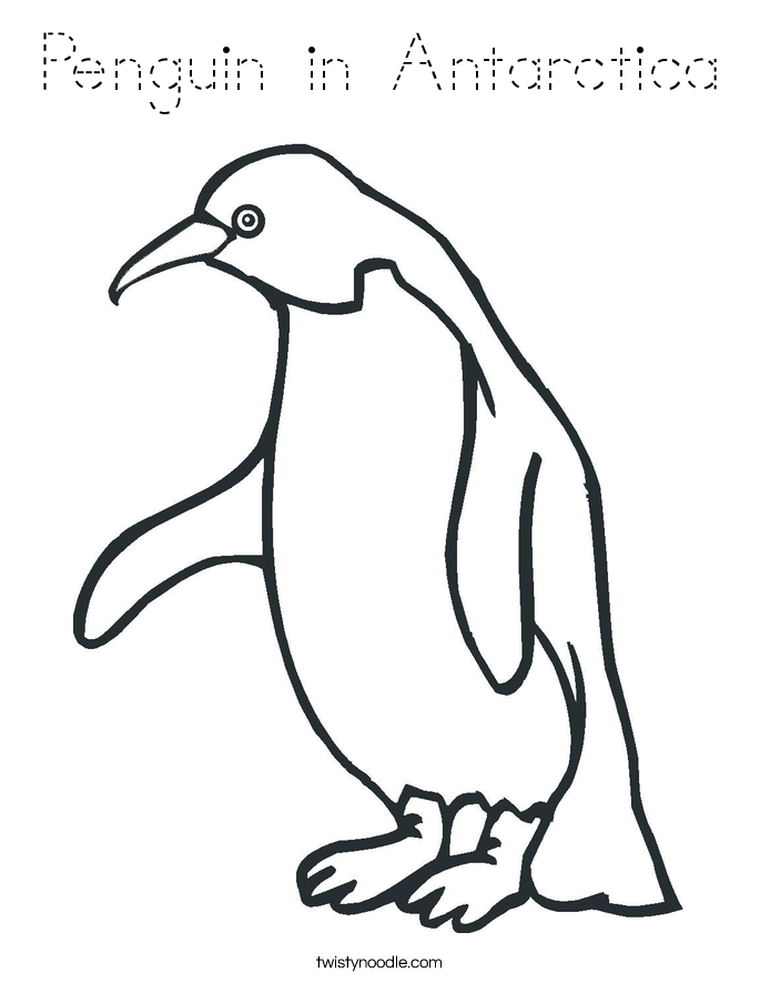 Penguin in Antarctica Coloring Page
