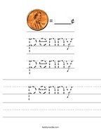 penny Handwriting Sheet