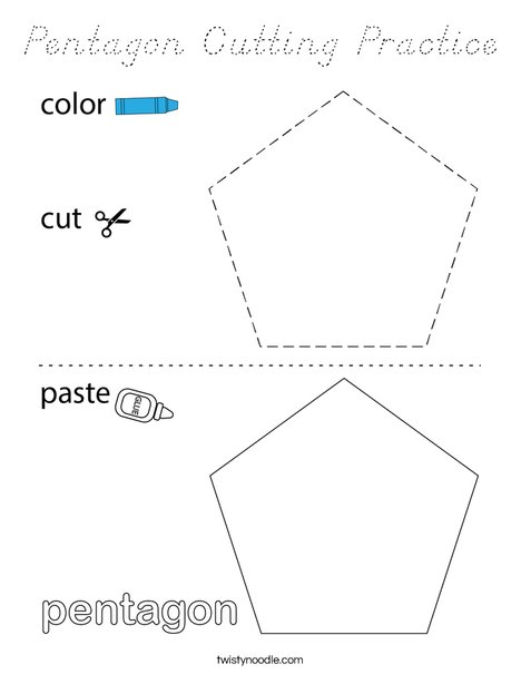 Pentagon Cutting Practice Coloring Page