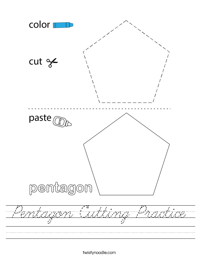 Pentagon Cutting Practice Worksheet