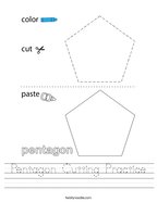 Pentagon Cutting Practice Handwriting Sheet