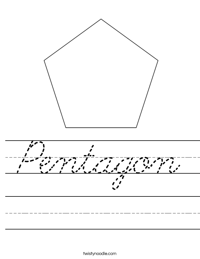 Pentagon Worksheet - Cursive - Twisty Noodle