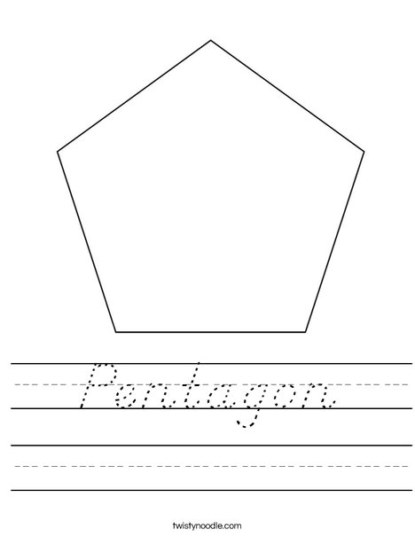 Pentagon Worksheet - D'Nealian - Twisty Noodle