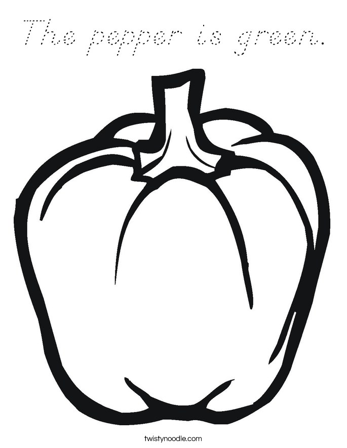 The pepper is green. Coloring Page