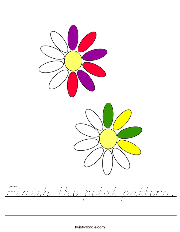 Finish the petal pattern. Worksheet