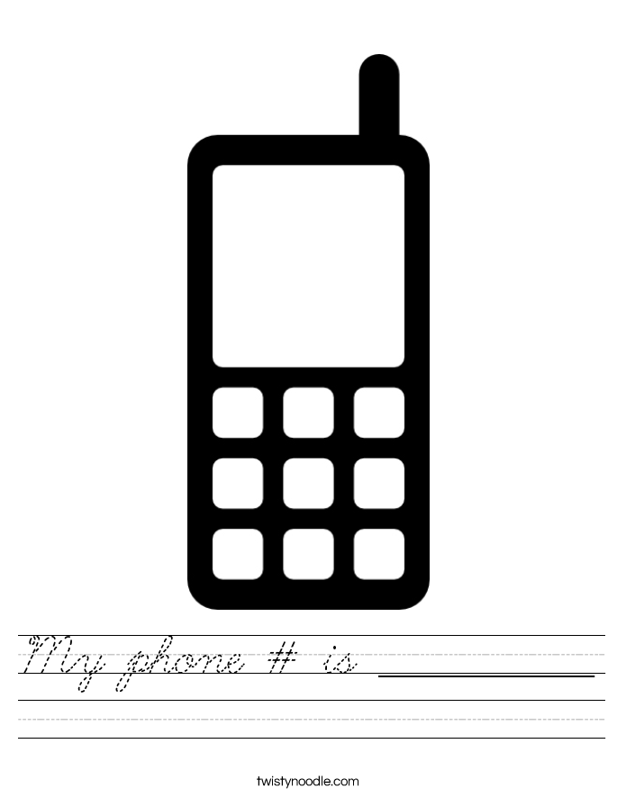 My phone # is ____________ Worksheet