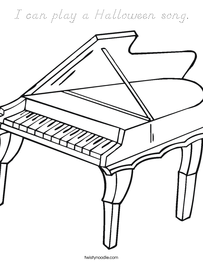 I can play a Halloween song. Coloring Page
