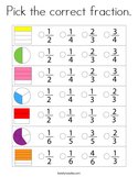 Pick the correct fraction Coloring Page