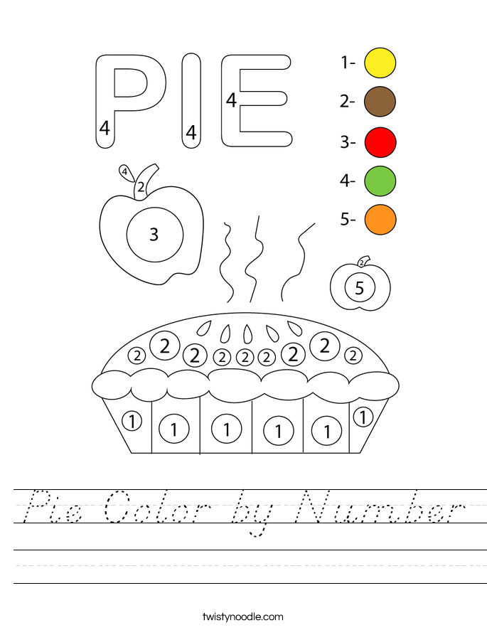 Pie Color by Number Worksheet