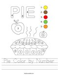 Pie Color by Number Worksheet
