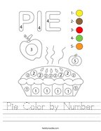 Pie Color by Number Handwriting Sheet