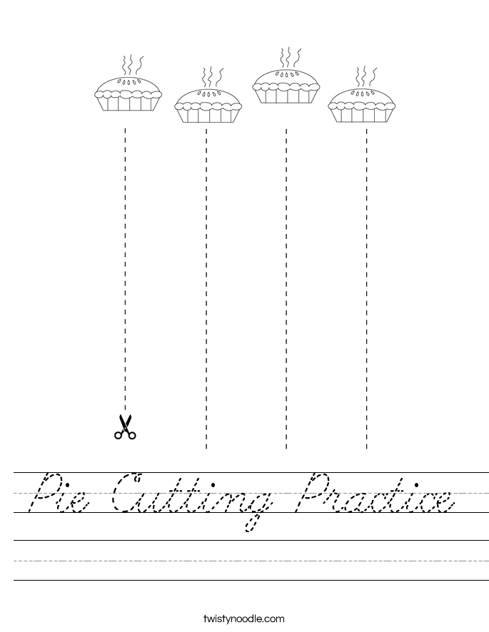 Pie Cutting Practice Worksheet Cursive Twisty Noodle Pie Cutting Practice Worksheet Cursive Twisty Noodle